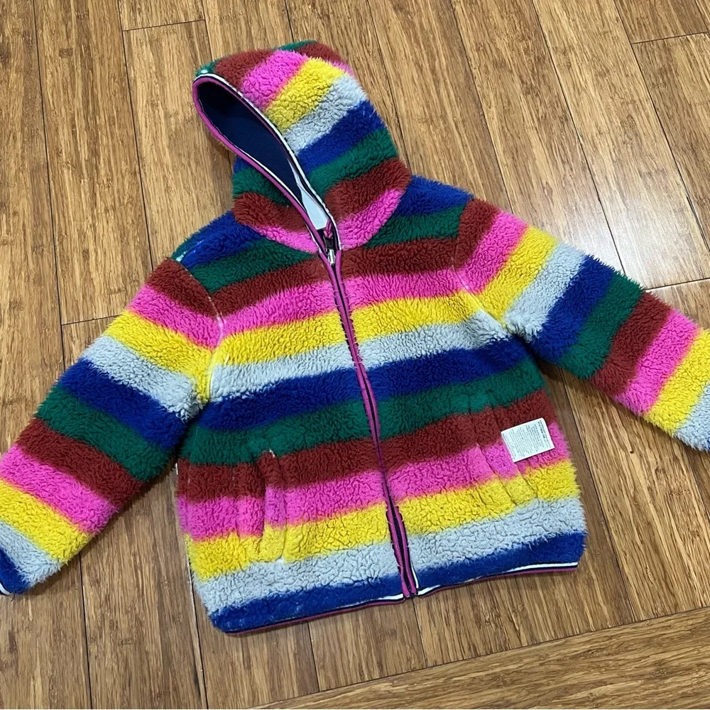 Mini Boden reversible fleece jacket coat - rainbow - Picture 1 of 2
